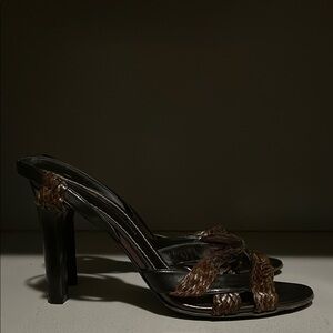 DVF Italian Chic Black and Brown Heeled Sandals